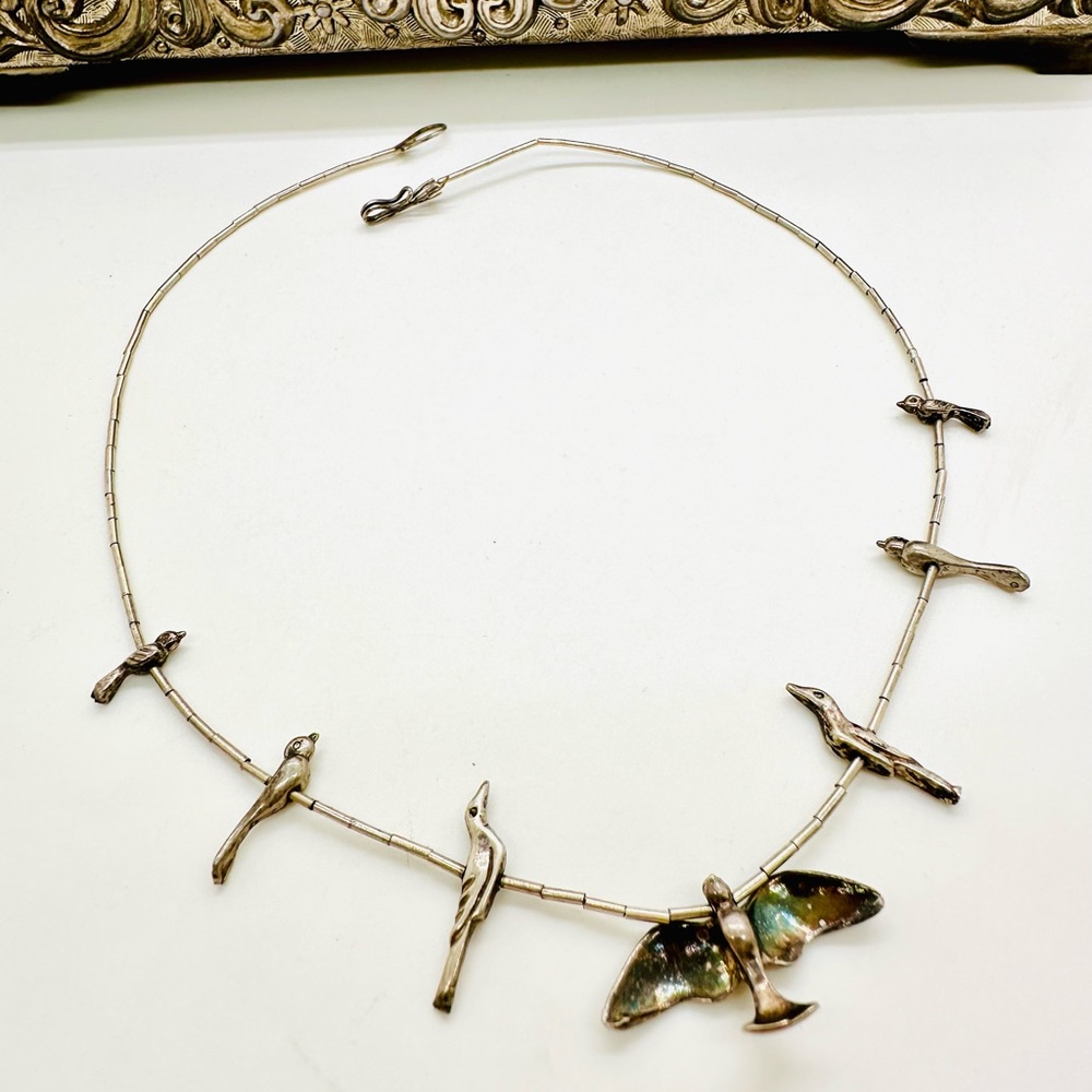 Vintage Sterling Silver Sterling Fetish Bird Necklace
